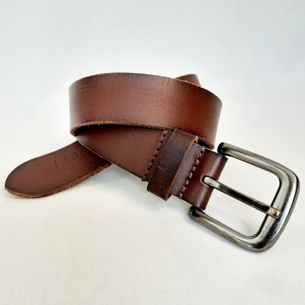 💎Timberland Genuine Leather Coffee Brown Belt Size 22 24 Rugged Distressed